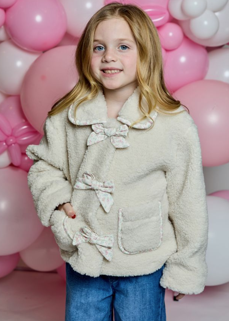 Beige Bow Detail Coat