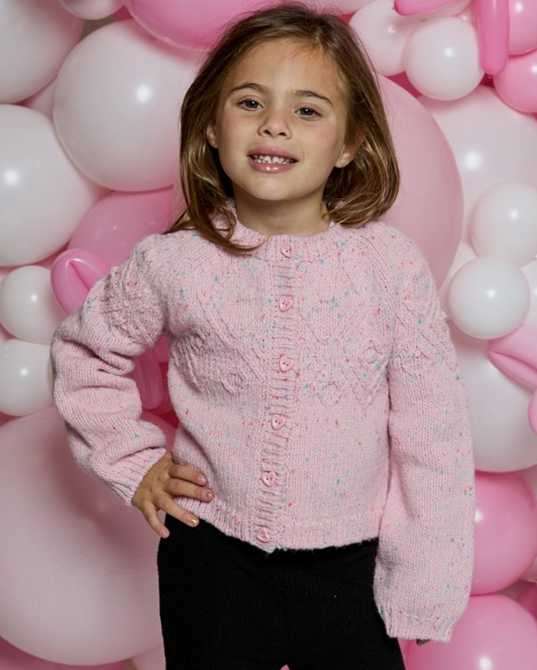 Heart Button Pink Cardigan