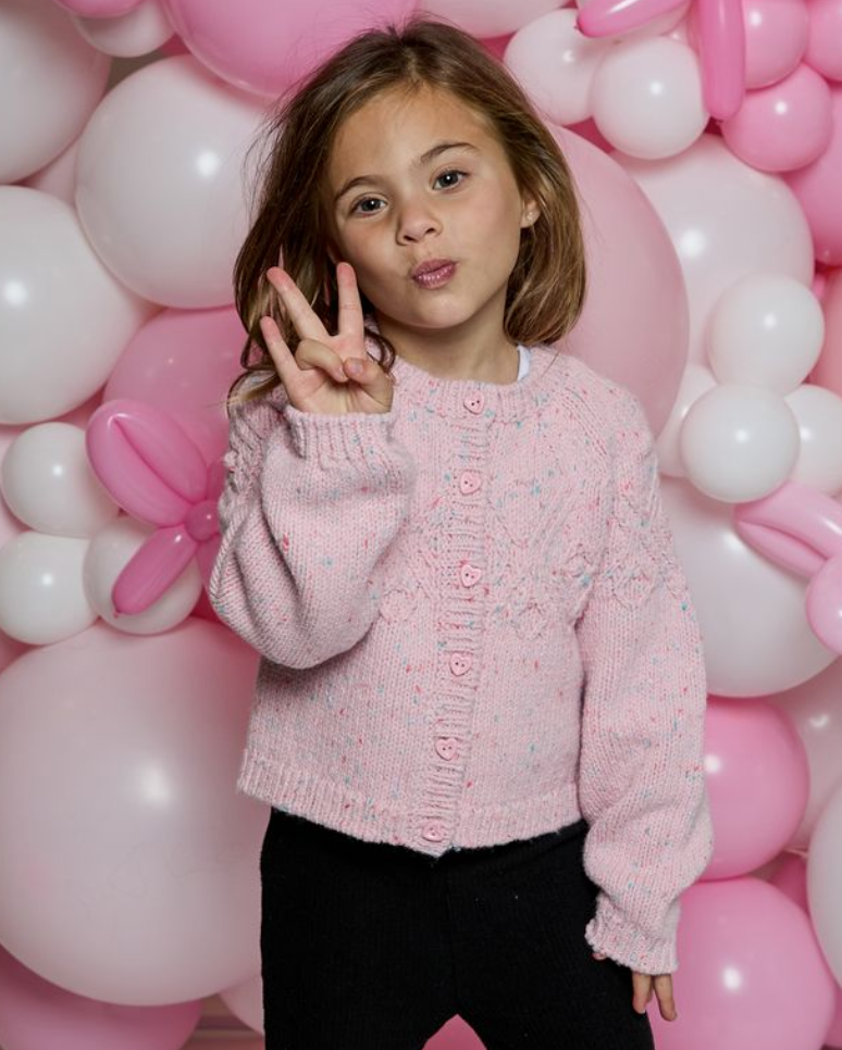 Heart Button Pink Cardigan