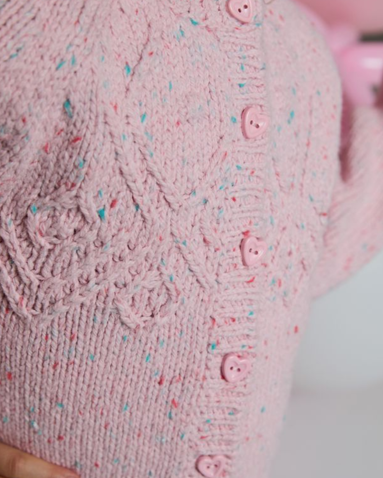 Heart Button Pink Cardigan