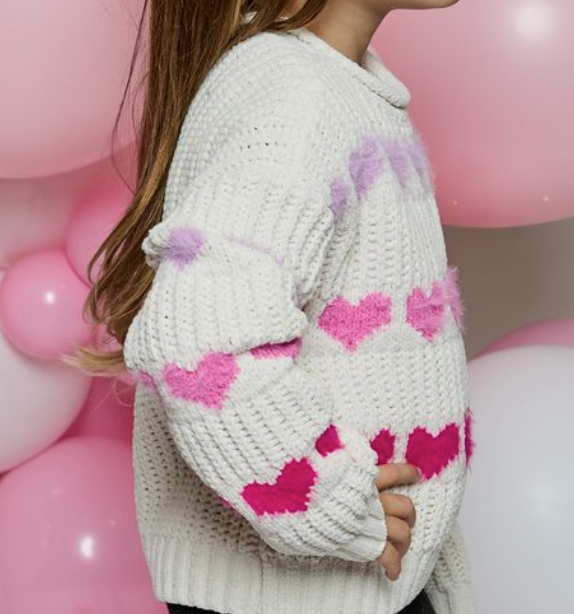 Multi Heart Roll Neck Sweater