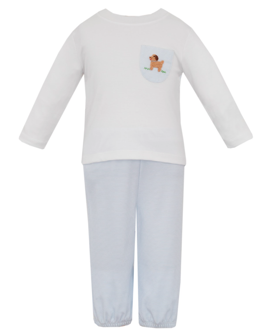 Blue Stripe Knit Pant Set- Puppies