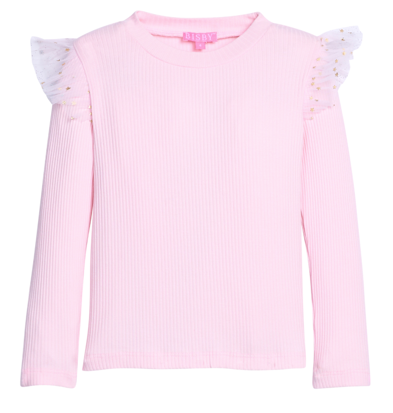 Sadie Tee- Bubblegum & Gold Sparkle Stars