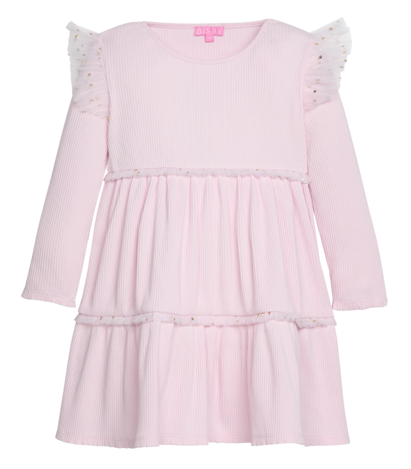 Mila Dress- Bubblegum & Gold Sparkle Stars