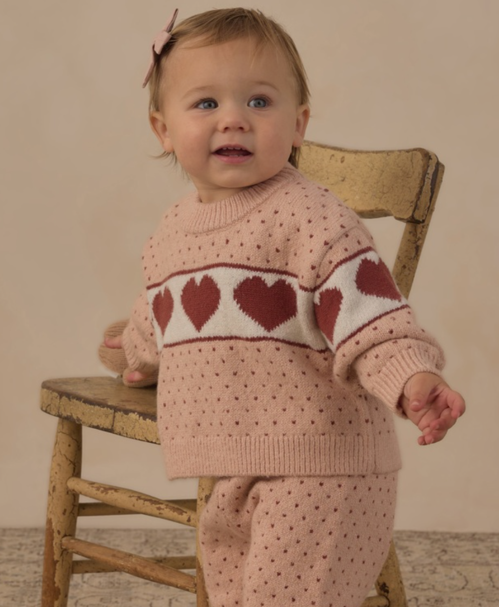 Reagan Sweater + Knit Brick Pant- Blush Heart
