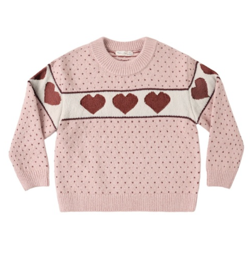 Reagan Sweater + Knit Brick Pant- Blush Heart