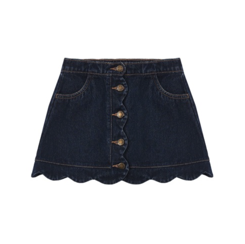 Scallop Mini Skirt- Dark Indigo