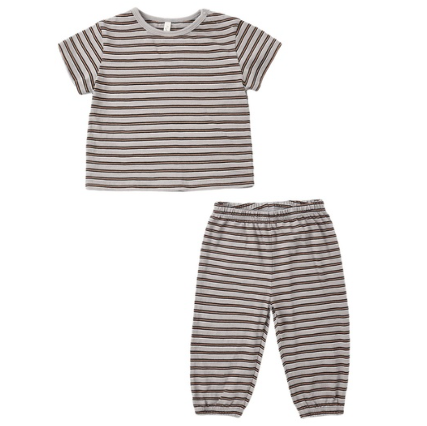 Jersey Tee + Pant Set- Vintage Stripe