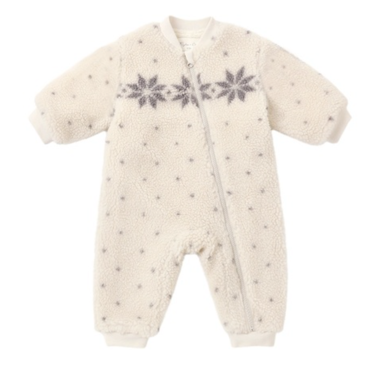 Shearling Baby Jumpsuit- Natural Fair Isle