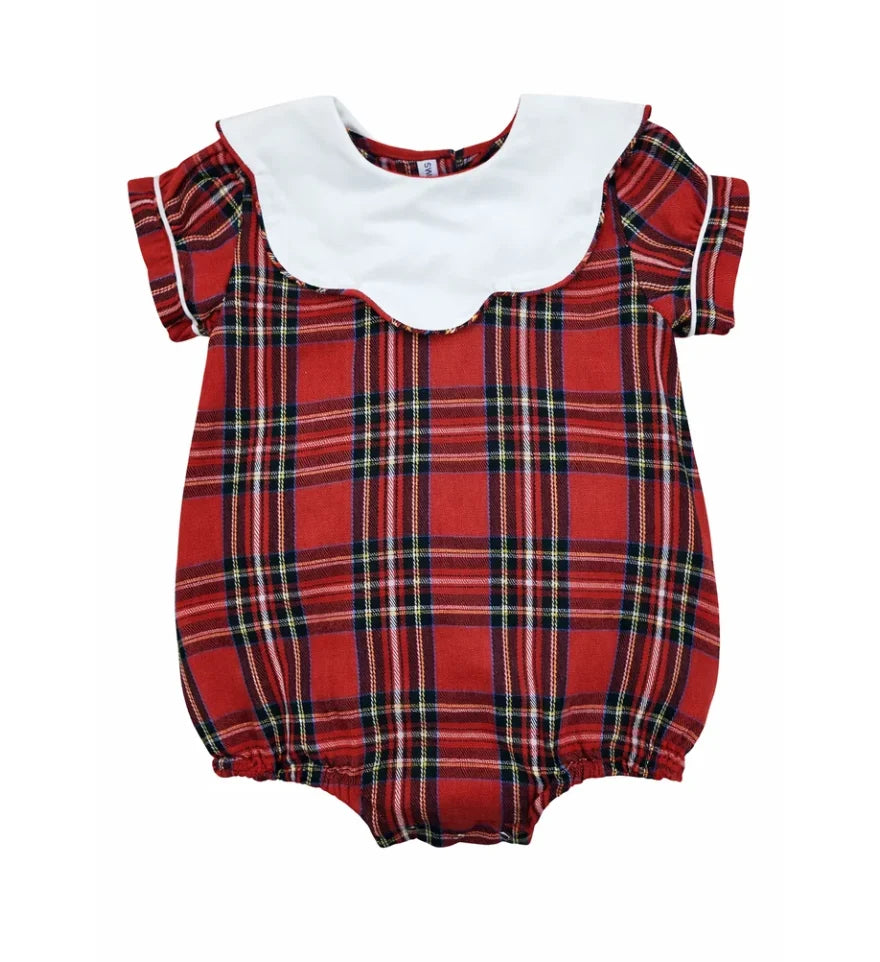 Tartan Plaid Scalloped Collar Bubble