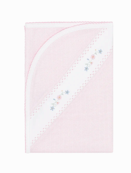 Herringbone Embroidered Receiving Blanket