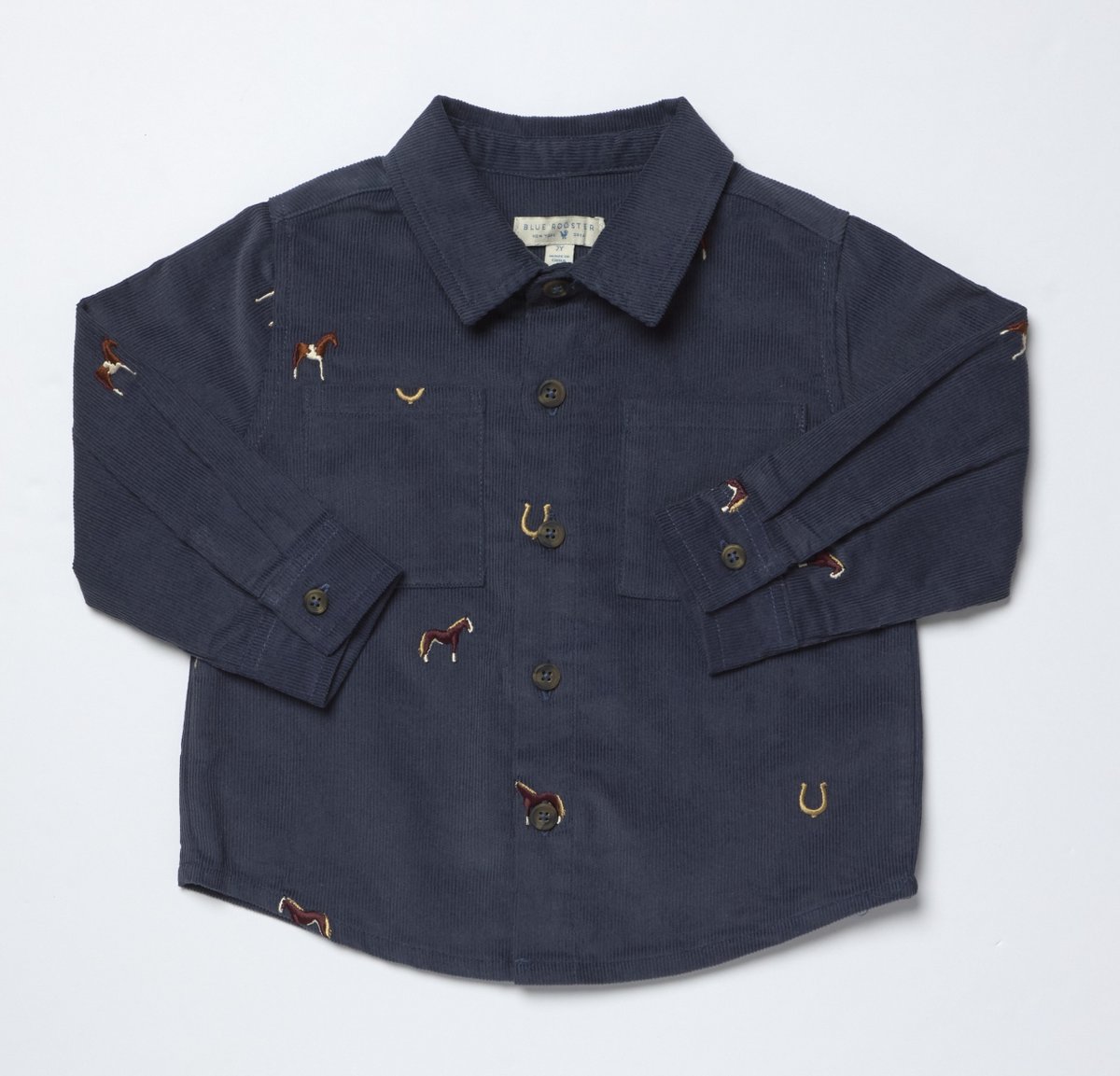boys long sleeve jack shirt- navy horse
