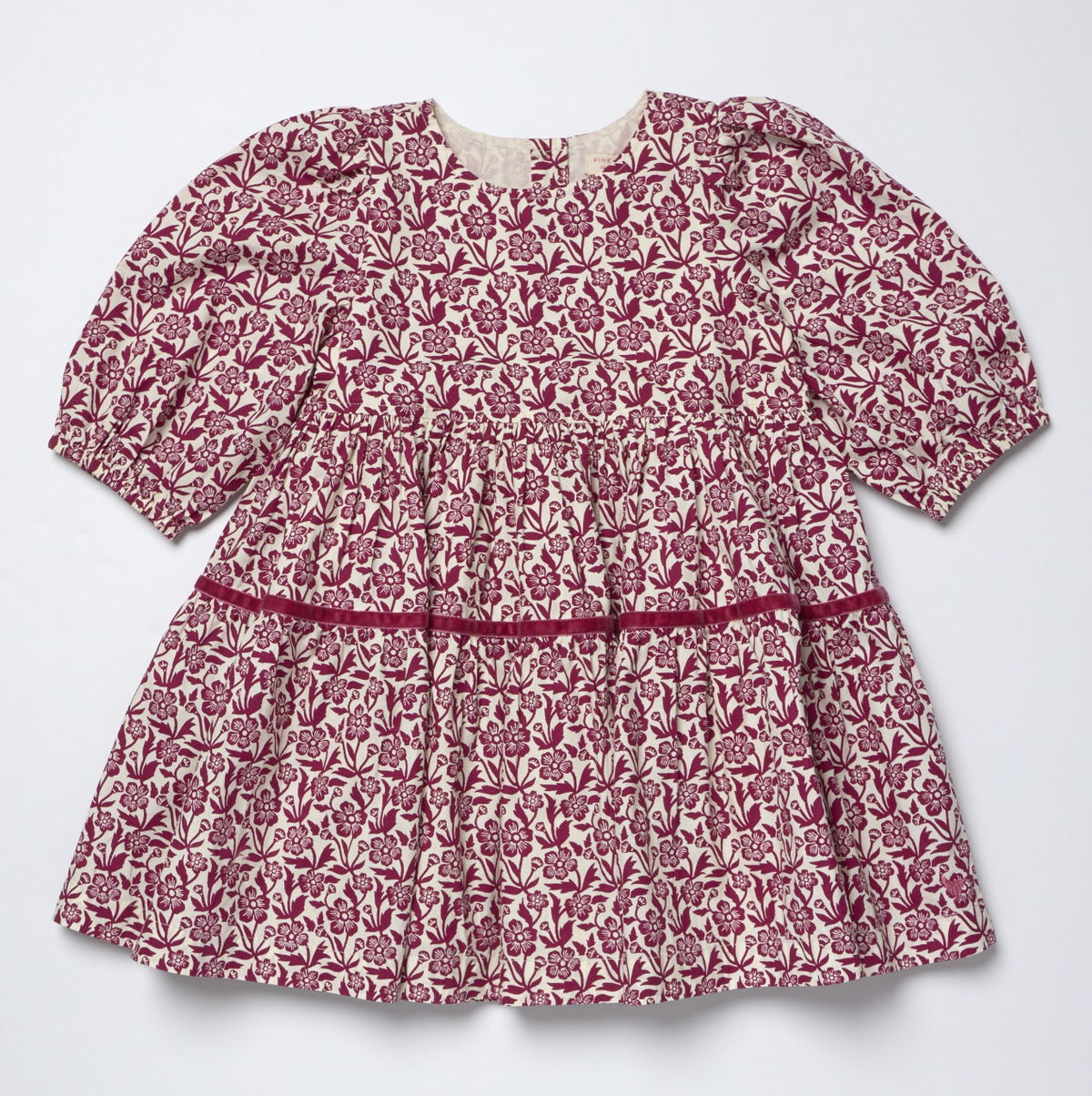 maribelle dress- burgundy climbing floral