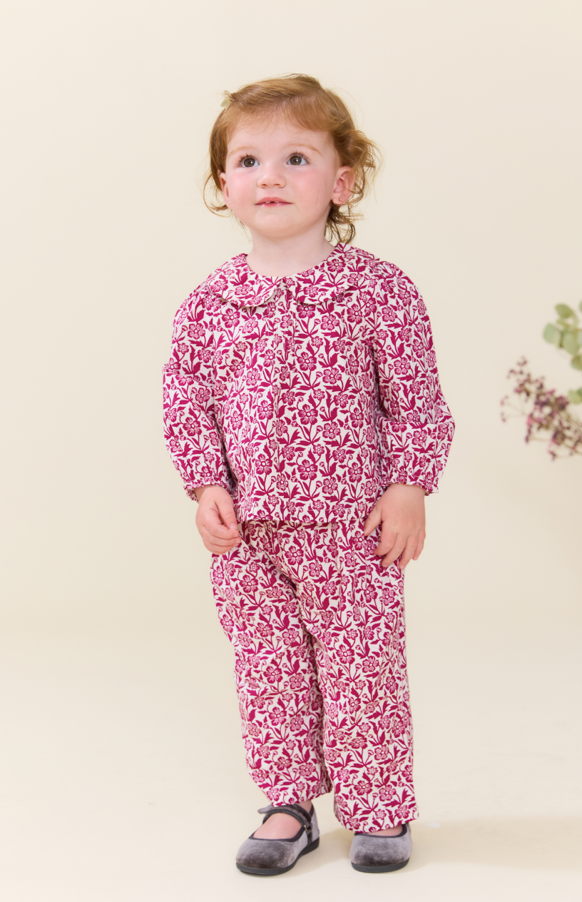 dawson 2pc set- burgundy climbing floral