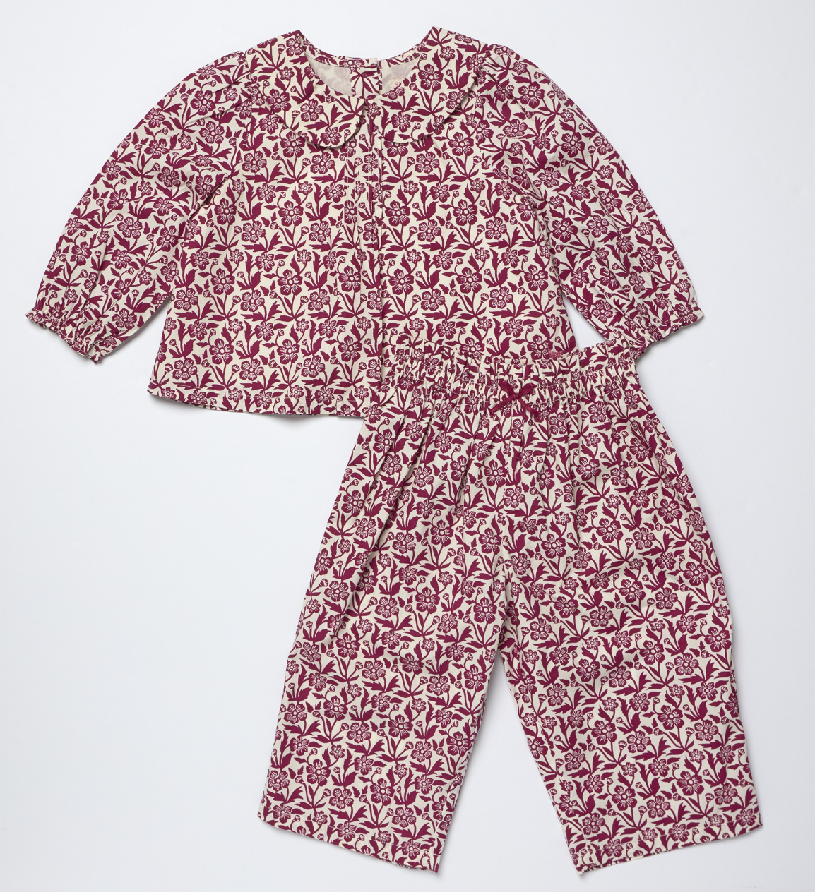 dawson 2pc set- burgundy climbing floral