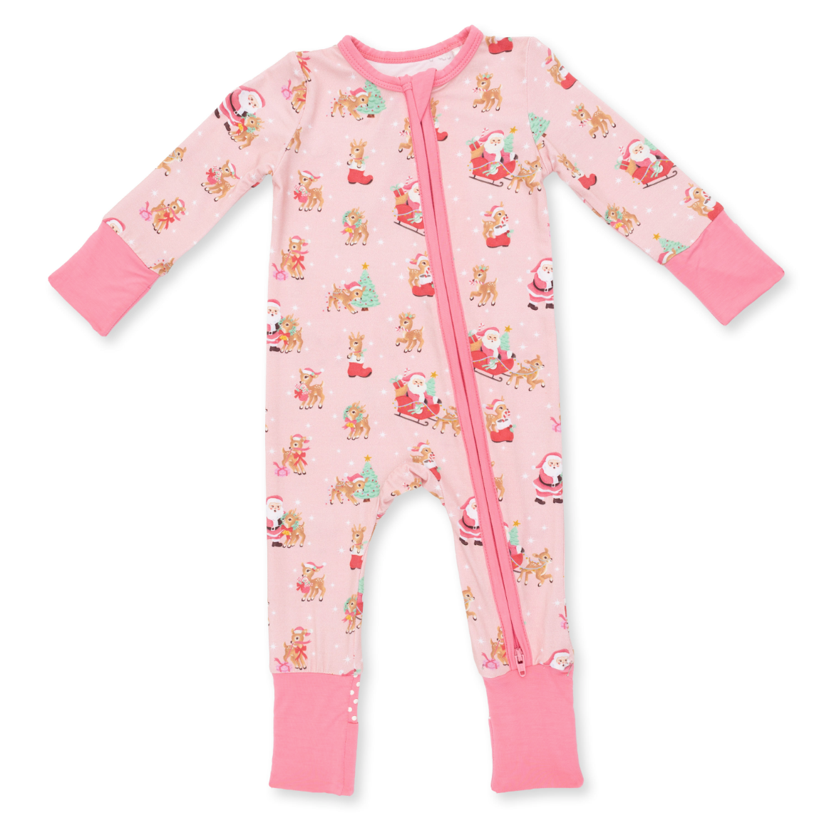 Vintage Reindeer & Santa Pink - Convertible Romper