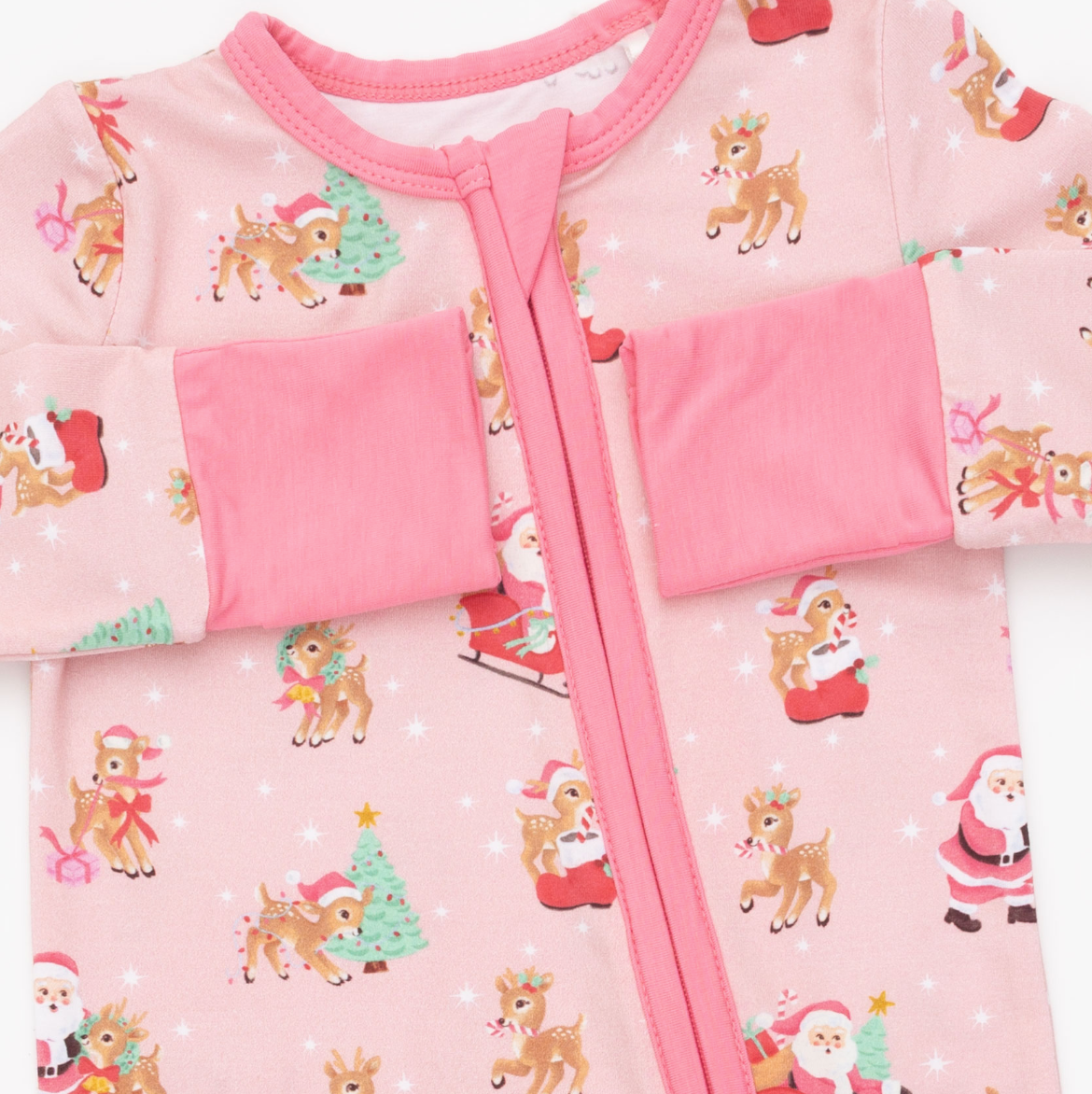Vintage Reindeer & Santa Pink - Convertible Romper