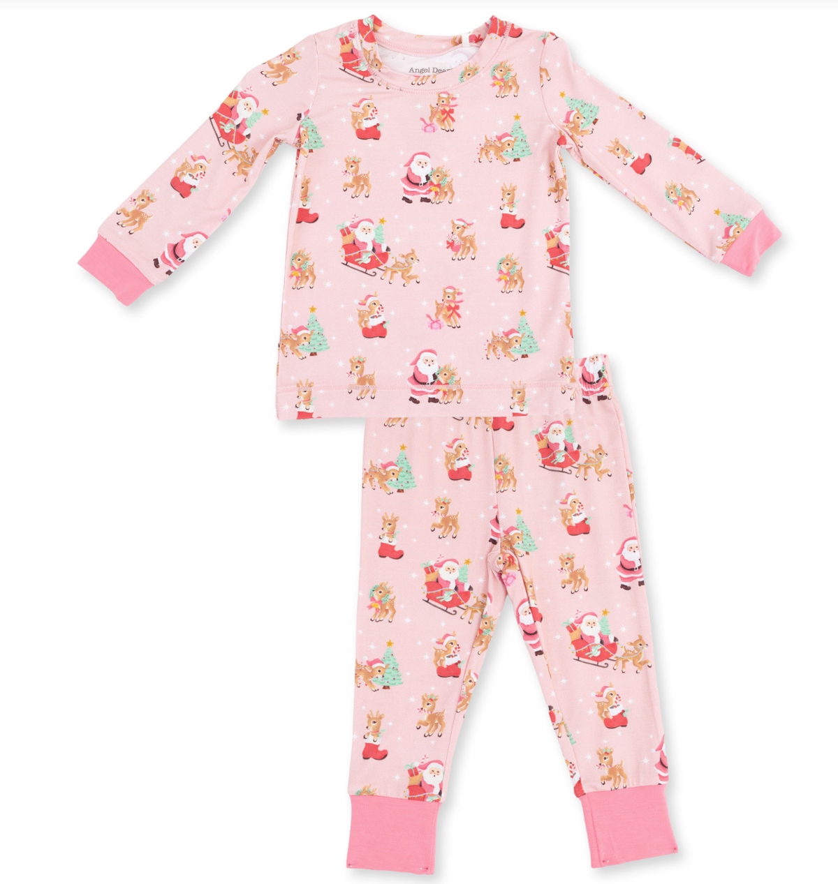 Vintage Reindeer & Santa Pink - Long Sleeve Loungewear Set