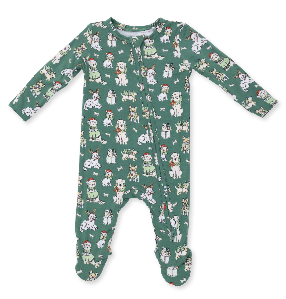 Christmas Dogs Uni - 2 Way Zipper Footie