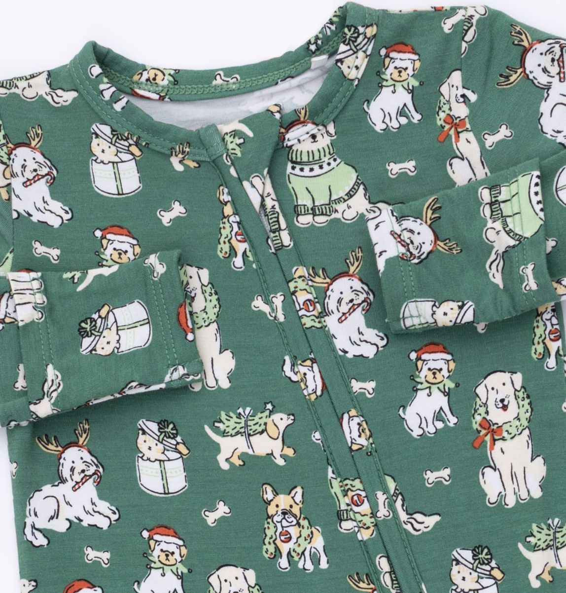 Christmas Dogs Uni - 2 Way Zipper Footie