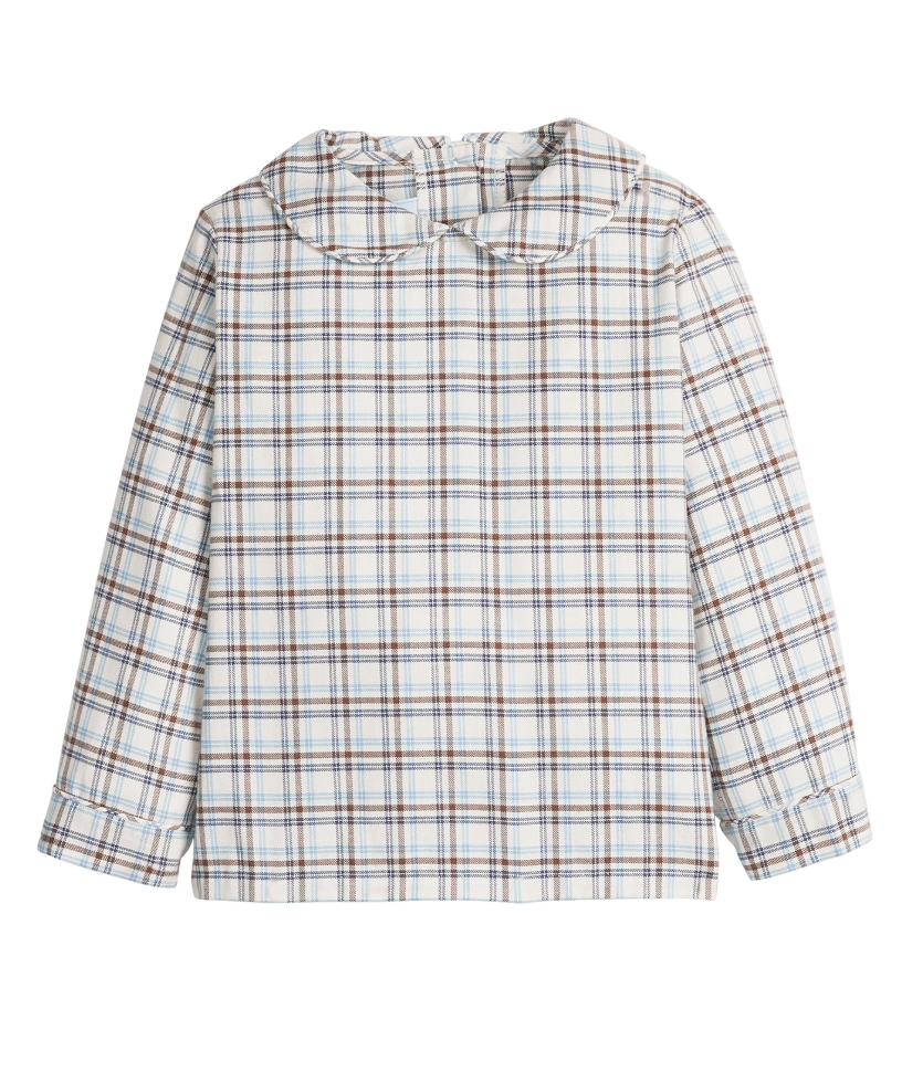 Navy Button Tab Jon Jon Set- Clarkson Plaid