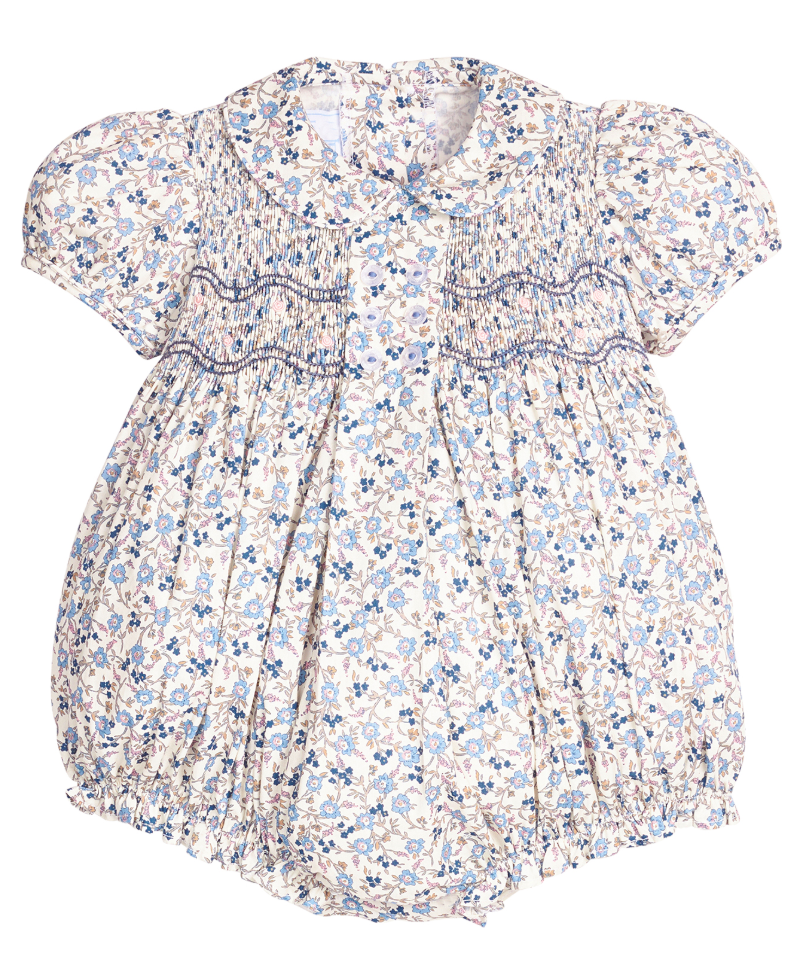 Smocked Bridget Bubble- Wisteria Floral