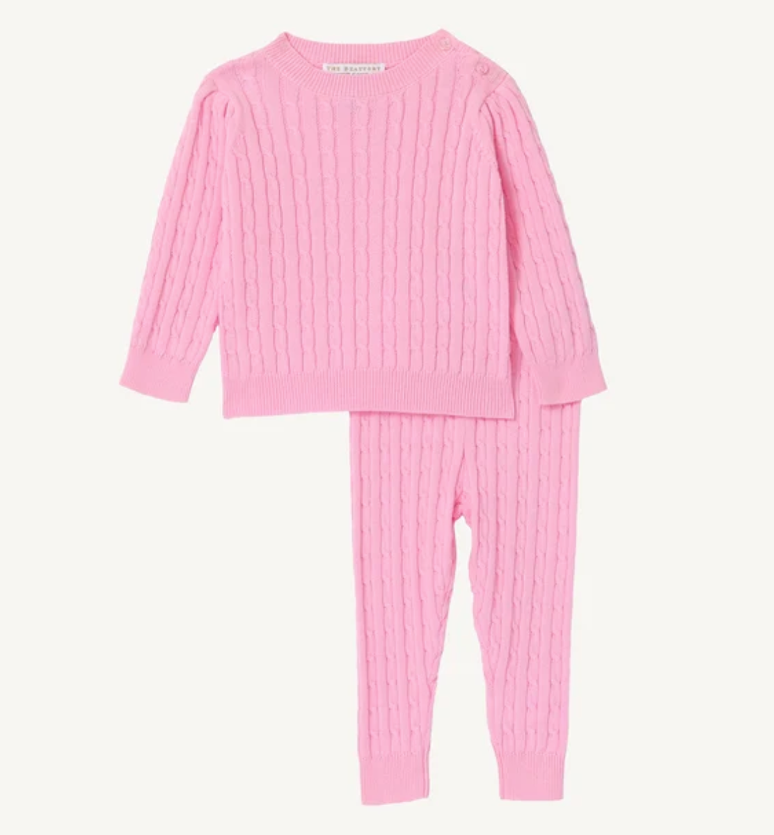 Crawford Cable Knit Set- Pier Party Pink