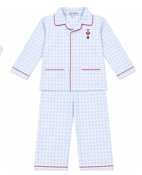 Nutcracker Emb Blue Plaid PJ Set