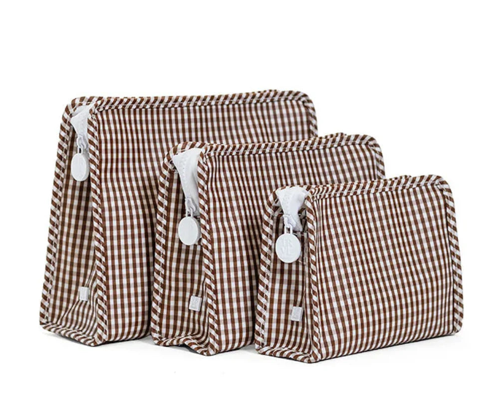 Roadie Zip Pouch- Gingham Coco