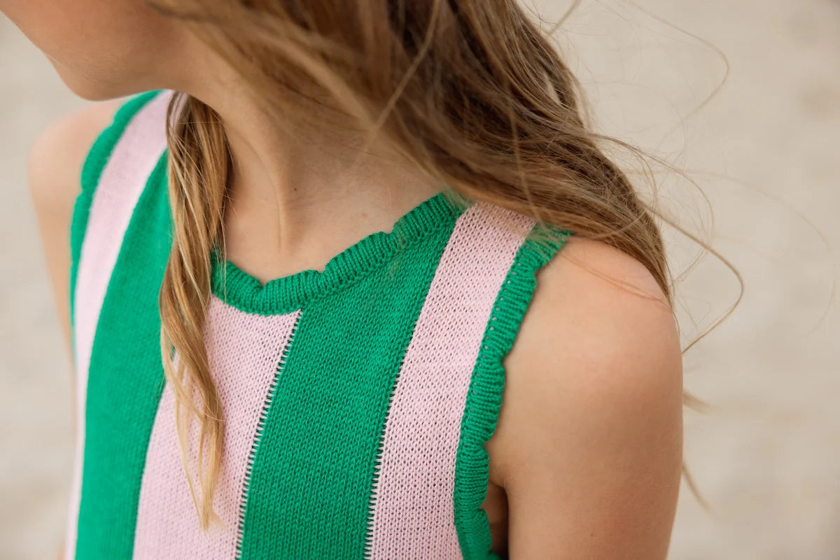 Striped Knit Mini Dress- Pink Palms