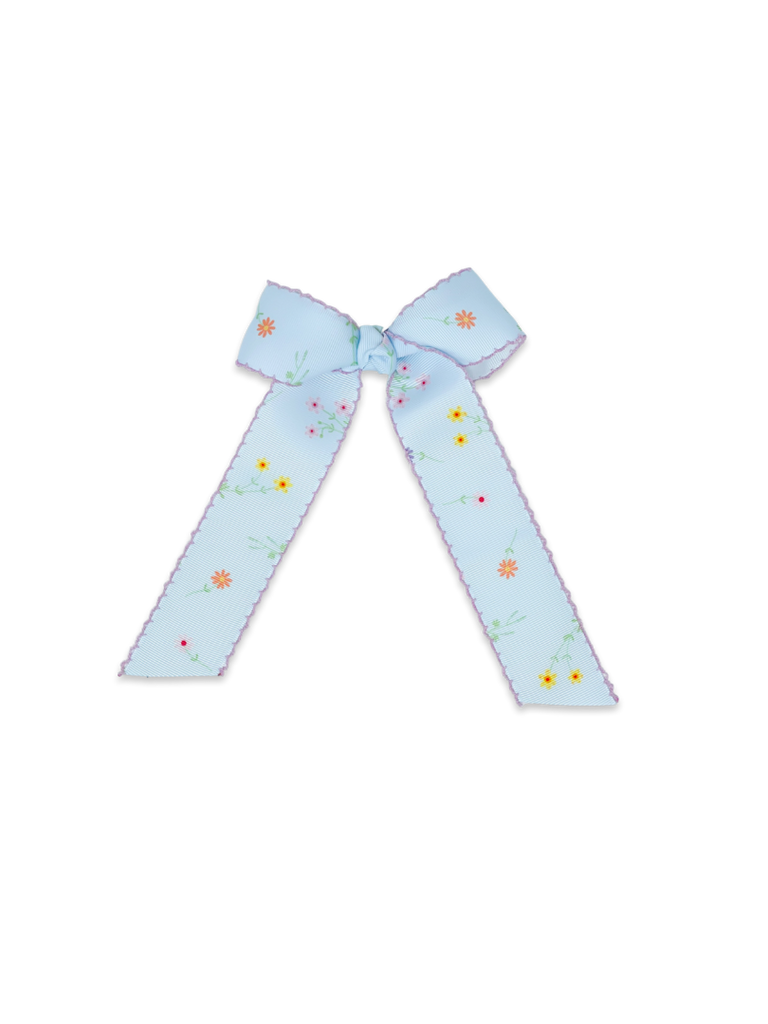 Blue Floral Lola Long Bow