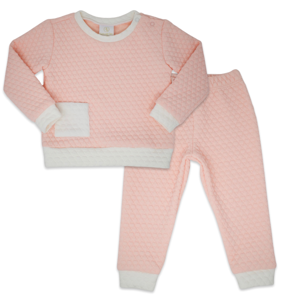 Quilted Sweatsuit - Pink / White