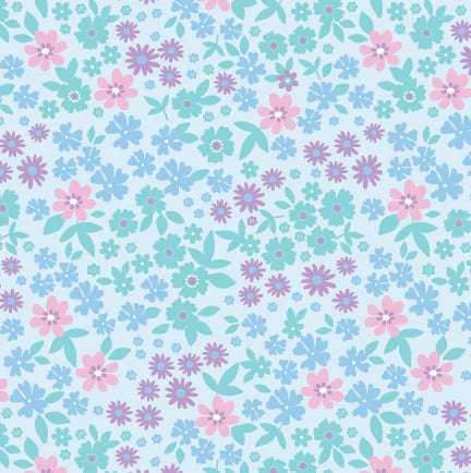 Heather Half Zip - Frosted Floral, Pure Coconut