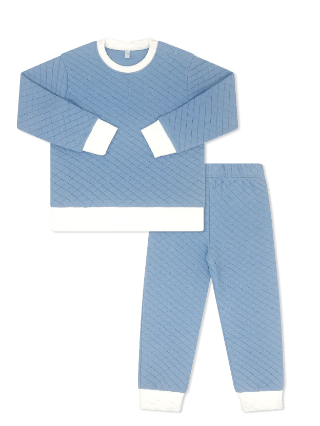 Harris Quilted Playsuit- Baylor Blue