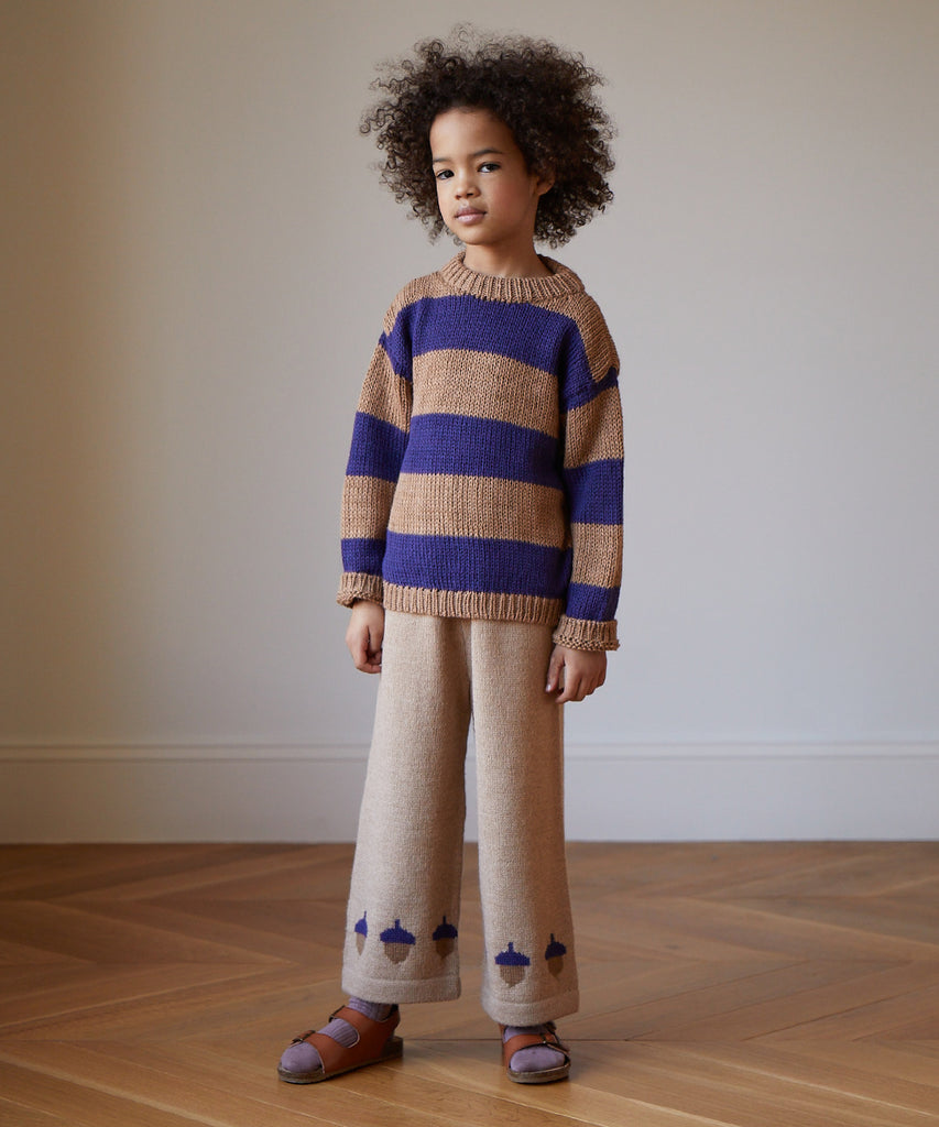Camel/Lilac Wide Stripe Sweater