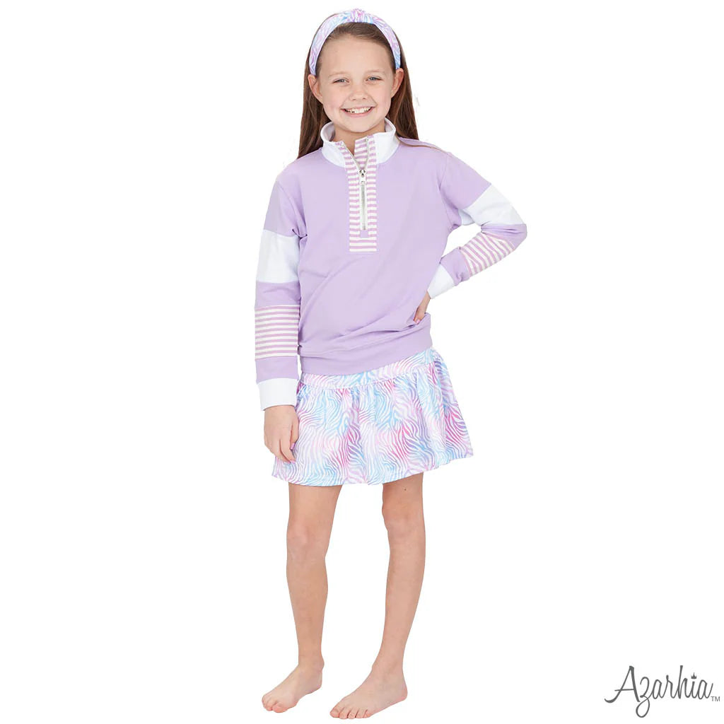 Color Block Lavender Long Sleeve Zip Sweatshirt