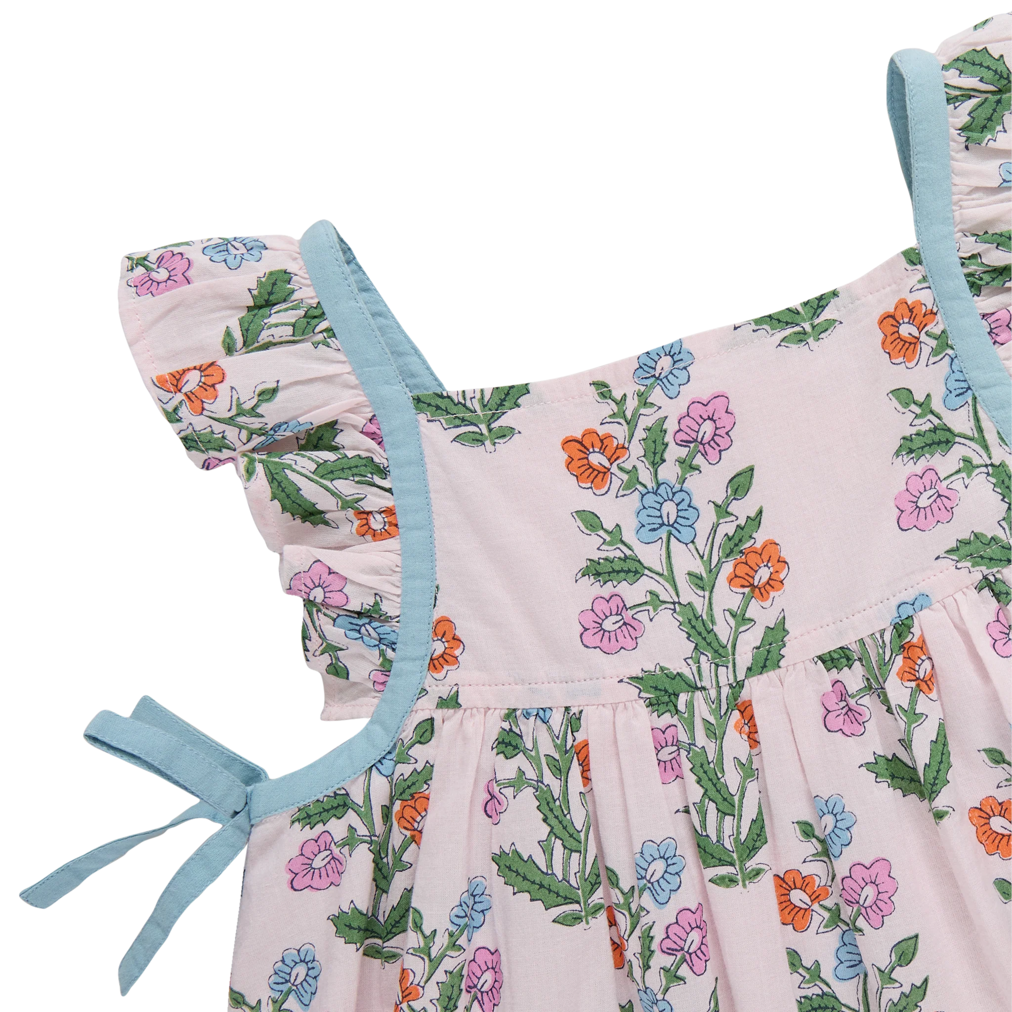 Baby Girls Ailee Dress Set- Pink Dewdrop Block Print