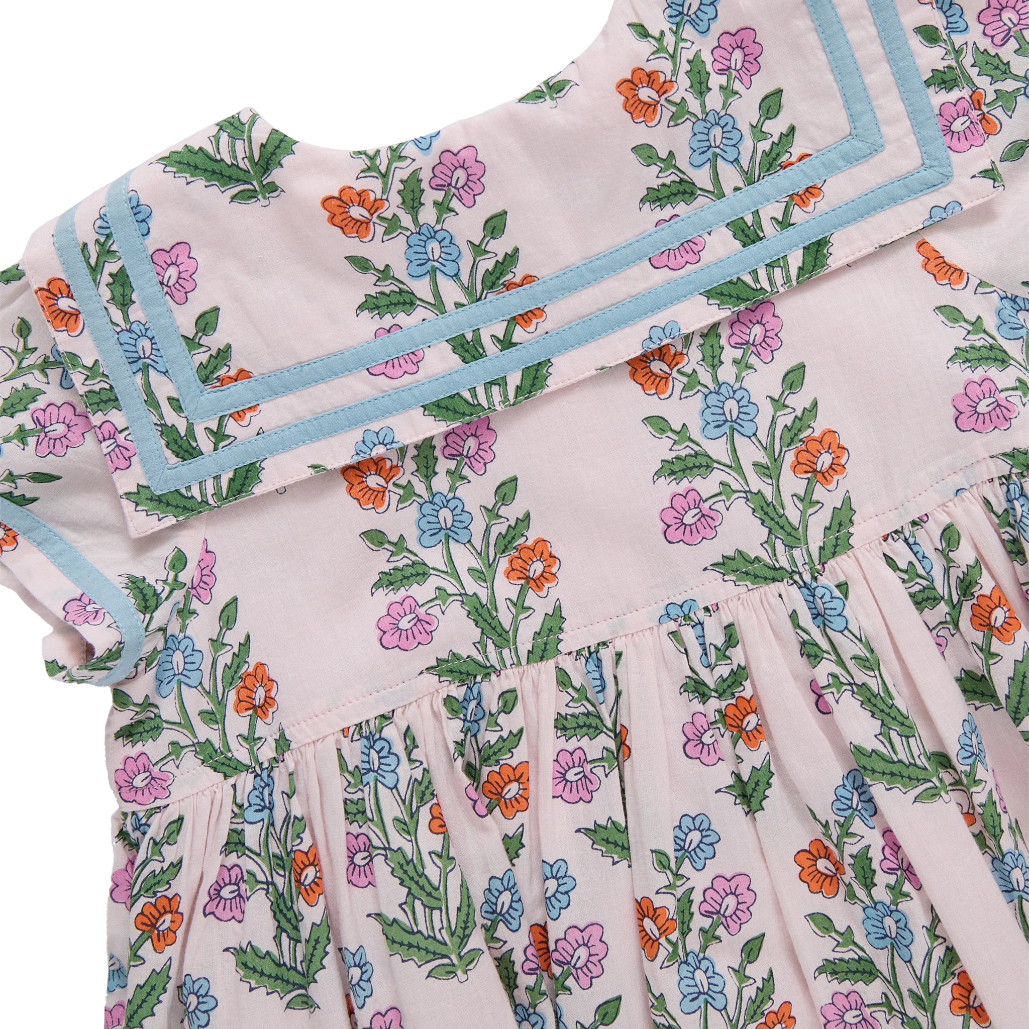 Elowen Dress- Pink Dewdrop Block Print