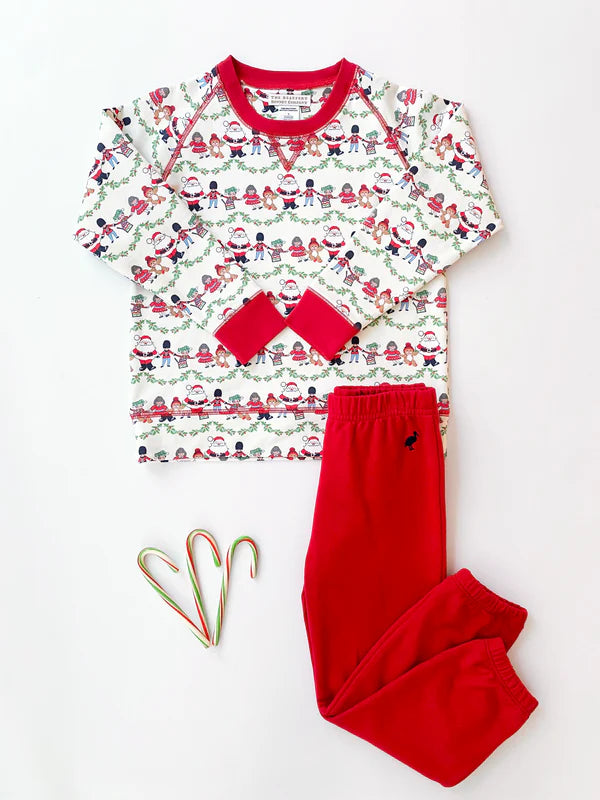 Cassidy Comfy Crewneck- Toying Around/ Richmond Red