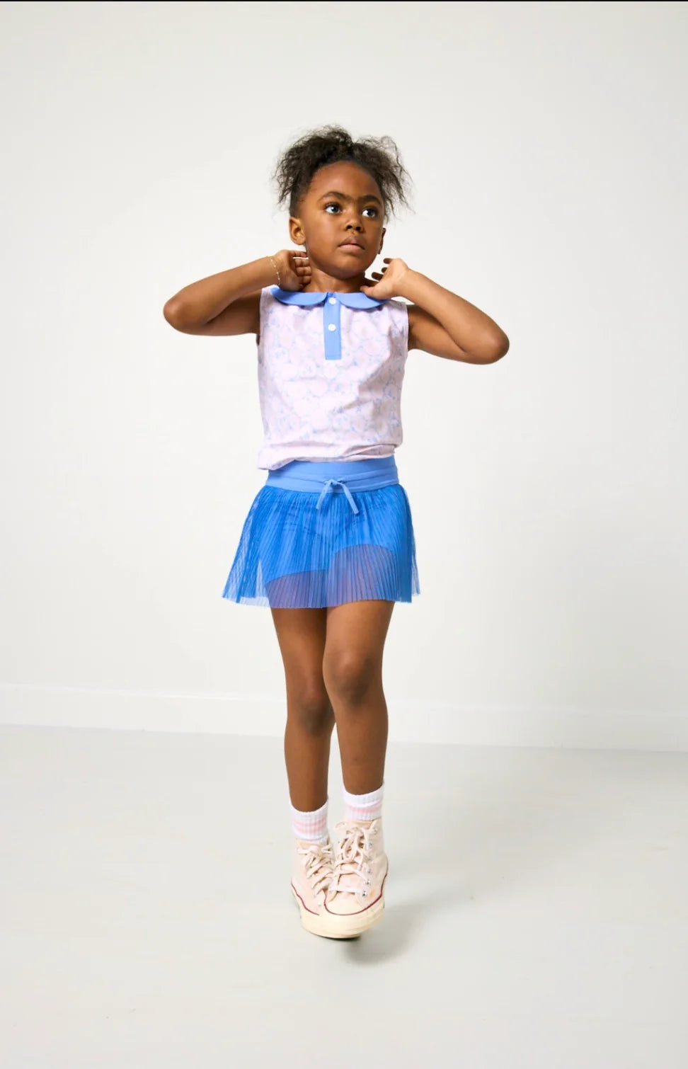 sky blue pleated skort