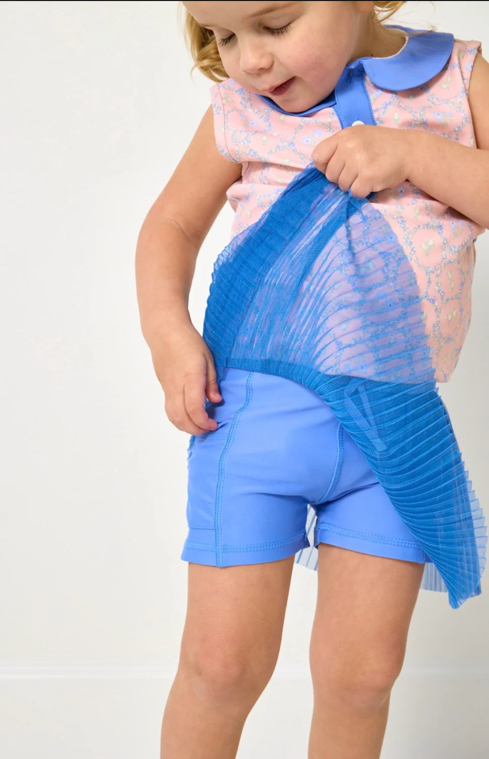sky blue pleated skort
