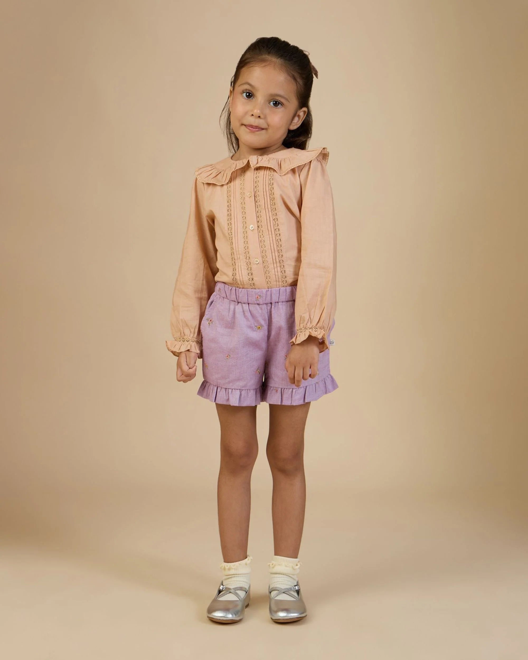 Lilac Cotton Chambray Shorts