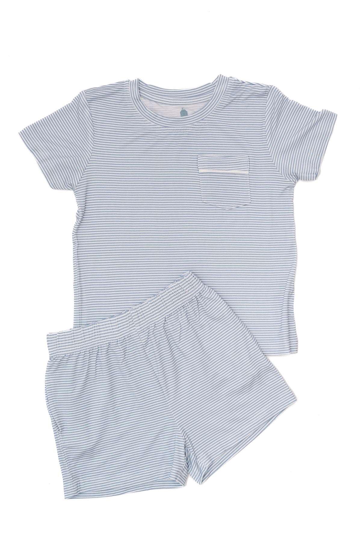 Dusty Blue Mini Stripe T-shirt Set