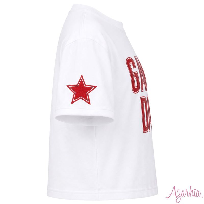 Red Shimmer Applique Game Day Boxy Tee