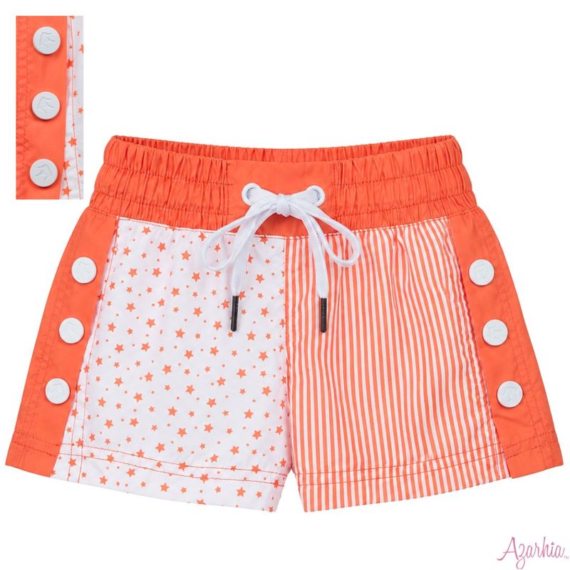 Orange Stars and Stripes Color Block Shorts