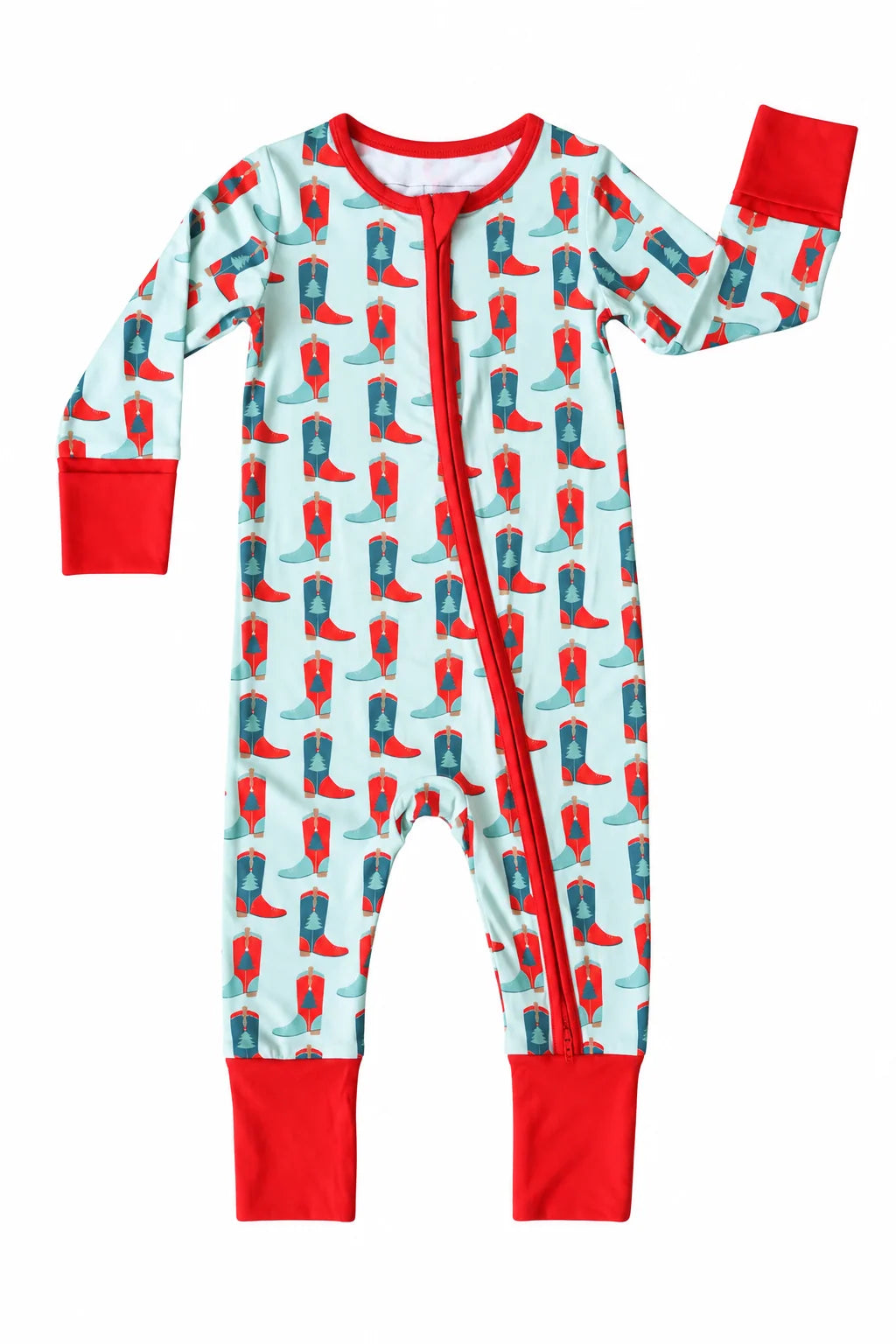 Zipper Romper- Green Holiday Boots