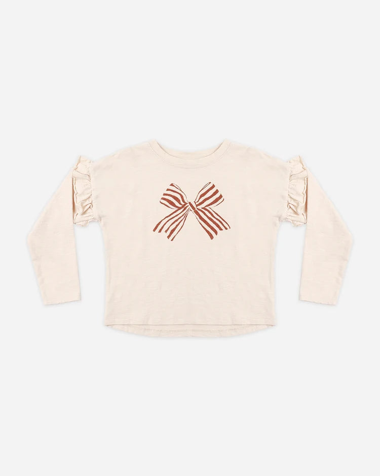 Ruffle Long Sleeve Tee- Bow