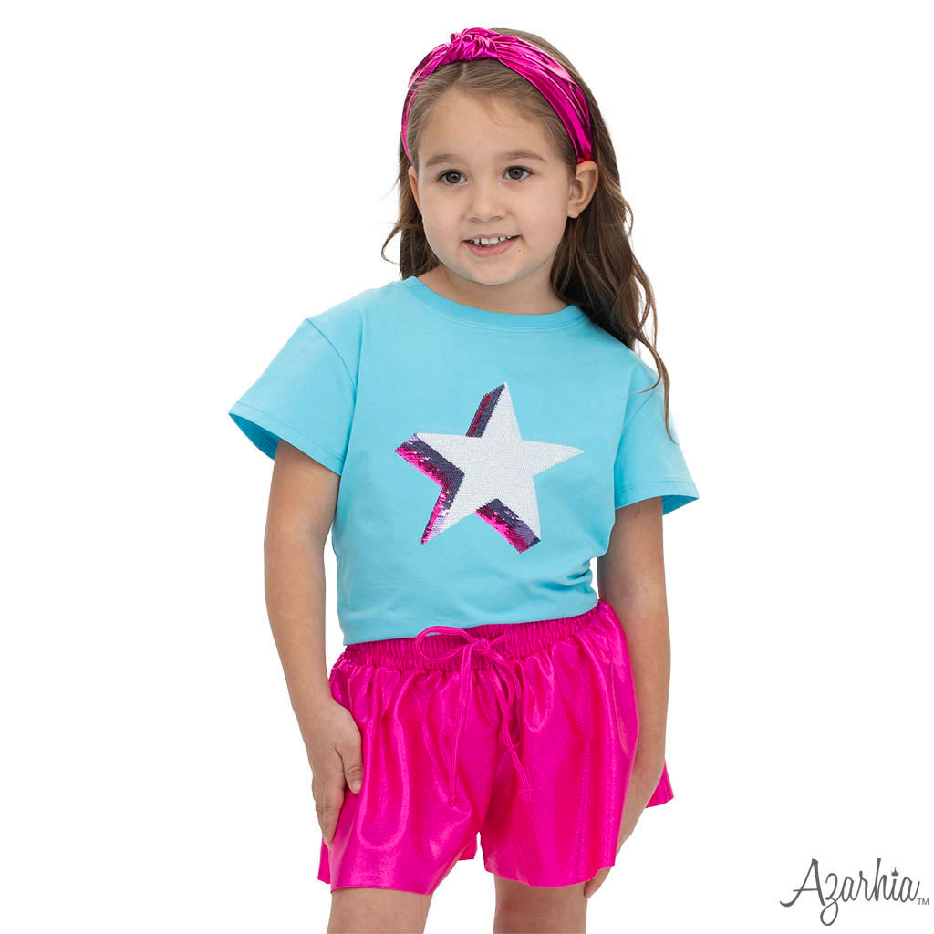 Sequin Stars Turquoise Boxy Tee