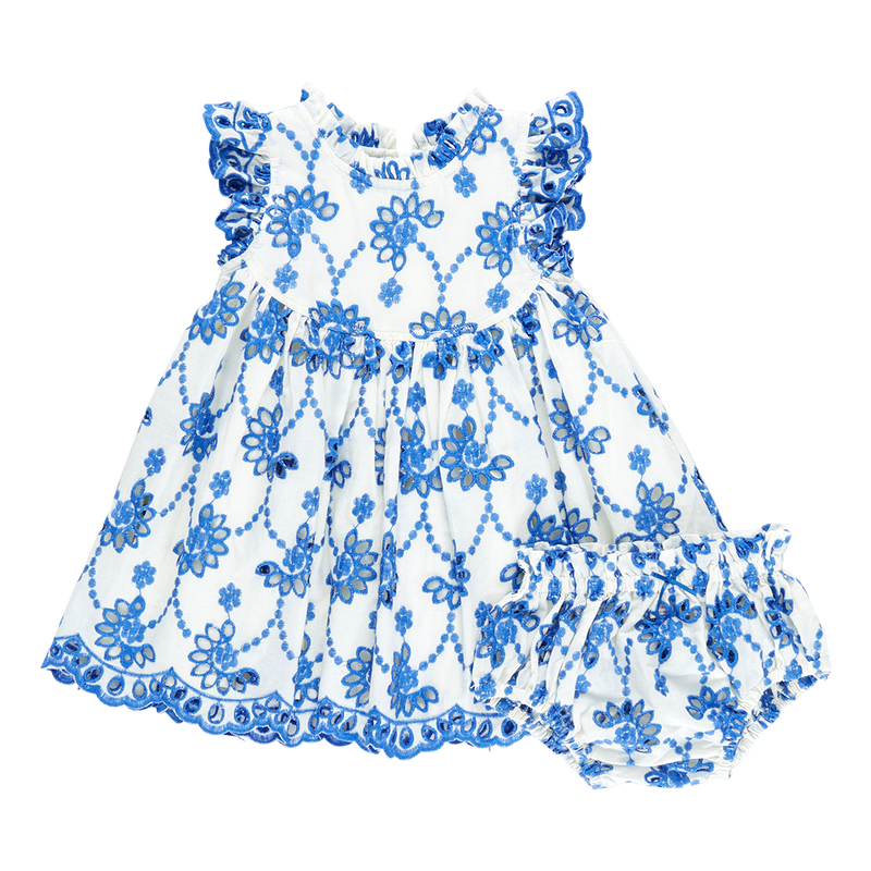 Baby Cynthia Dress Set - Blue Eyelet
