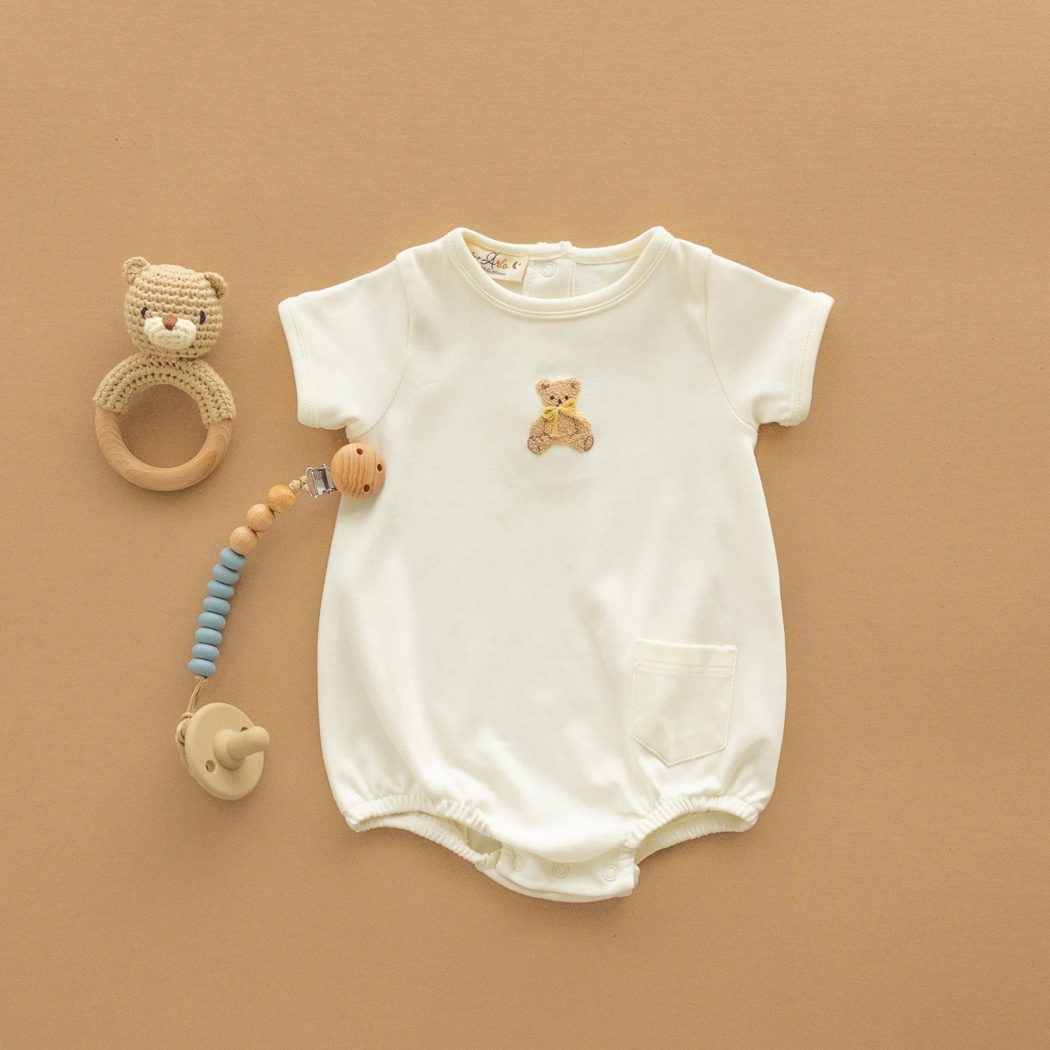 Bear Hugs Hand-Embroidered Bubble - Ivory